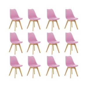 Kit 12 Cadeiras Saarinen Wood Estofada Pés De Madeira Rosa