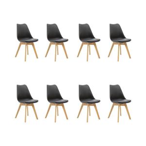 Kit 8 Cadeiras Saarinen Wood Estofada Pés De Madeira Preto