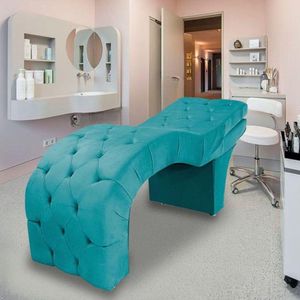 Maca Estofada Reclinável Sobrancelhas Cílios Suede Beatriz Cor:azul Turquesa