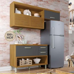 Cozinha 2 Peças Nesher Princesa 100 Mdf Freijó Com Grafite