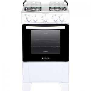 Fogão 4 Bocas Atlas Mônaco Plus Branco Com Mesa Inox Bivolt