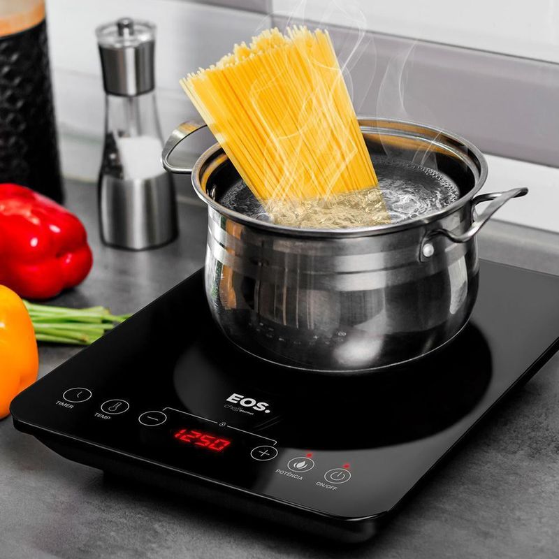 Fogão Cooktop de Indução Elétrico Portátil 1 Boca Preto EOS CheffGourmet 2000W Bivolt