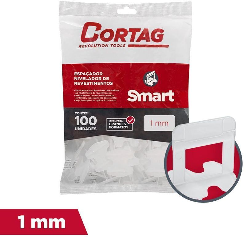 Espaçador Nivelador para Nivelamento 1,0mm Pacote Com 100 Peças 62105Cortag Smart