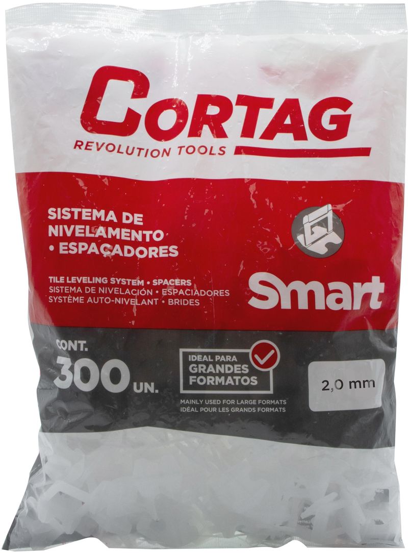 Espaçador Nivelador para Nivelamento 2,0mm Pacote Com 300 Peças 61981Cortag Smart