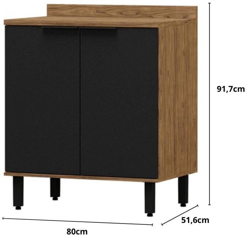 Balcao-80cm-2-Portas-100--Mdf-Toscana-Mx-Moveis-BTO02-Freijo-e-Nero