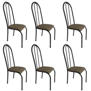Kit 6 Cadeira Sala Jantar Aço Tubolar Cozinha Corino Junco Bege