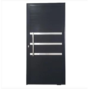 Porta Pivotante de Alumínio Preto com Friso Direita - 210x100