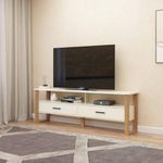 Rack Para TV até 60 Polegadas 2 Gavetas 2 Prateleiras Pradel Off White e Freijó 180cm