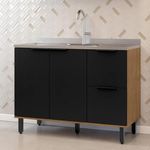 Balcao-de-Pia-120cm-3-Gavetas-2-Portas-100--Mdf-Toscana-Mx-Moveis-BTO03-Freijo-e-Nero