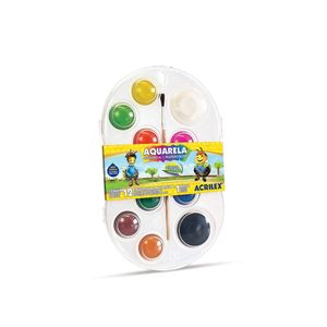 Aquarela Escolar Com 12 Pastilhas Acrilex