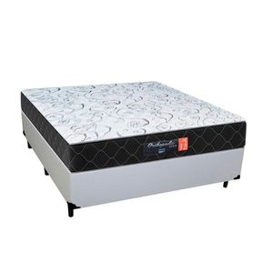 Cama Box Casal + Colchão Semi Ortopédico Extra Firme Espuma D33 Prime Colchões 138x188x72 Cor:branco