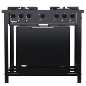 Fogão Industrial 4 Bocas Dako Couraçado Preto com Forno 107 Litros e Dupla Chama