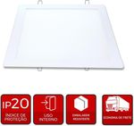 Painel de Led Alumínio Embutir Quadrado Avant Slim 40 30W 6500K Bivolt