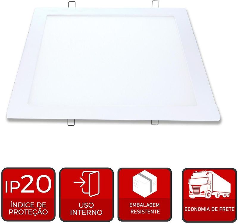 Painel de Led Alumínio Embutir Quadrado Avant Slim 40 30W 6500K Bivolt
