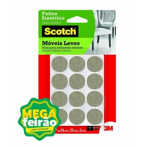 Feltro Sintético Para Móveis Leves 3M Scotch Redondo Marrom Pequeno Cartela com 12 Unidades