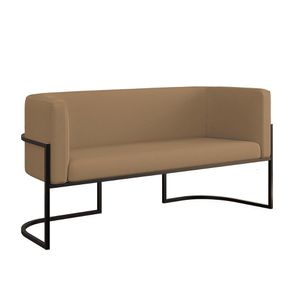 Sofá 2 Lugares Veludo com Base de Metal Preta Recepção