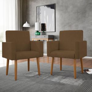 Kit 02 Poltronas Decorativa Sala Oferta - Balaqui Decor Marrom