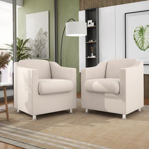 Kit 02 Poltronas Decorativas Tilla Consultório Recepção Sala Suede