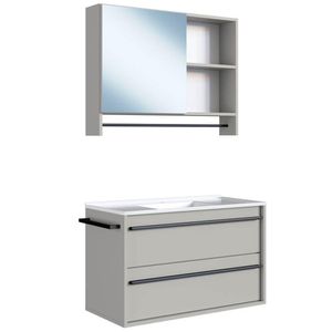 Kit Gabinete Suspenso com Cuba e Espelheira 80cm PRODDY