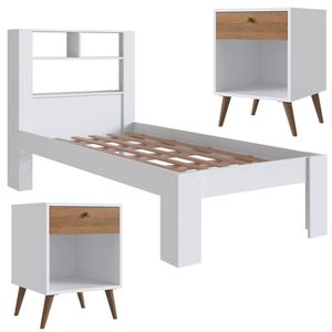 Conjunto Cama Solteiro E 02 Mesas de Cabeceira PRODDY