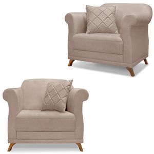 Kit 2 Poltronas Decorativas Retro Polo Linho Ezz
