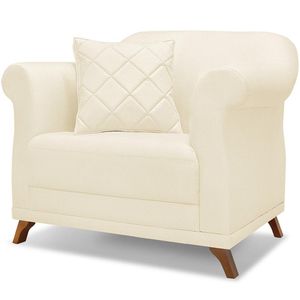 Poltrona Decorativa Retro Polo Com Almofada Linho Ezz