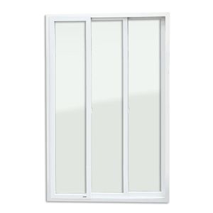 Porta Correr 3 Folhas de Pvc Itec com Vidro Temperado - 210x180