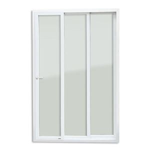 Porta Correr 3 Folhas de Pvc Cremona e Vidro Temperado - 210x200