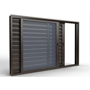 Janela com Veneziana de Alumínio 3 Folhas Bronze - 100x120