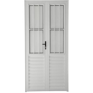 Porta de Abrir 2 Folhas com Postigo Alumínio Branco - 210x150