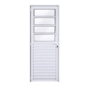 Porta de Alumínio Basculante L25 Branca Direita - 210x80