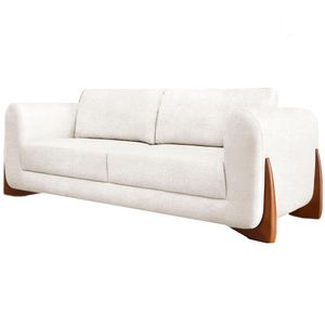 Sofa Jolie 3 Lugares 220cm Pes Boomerang Linho Boucle Ezz