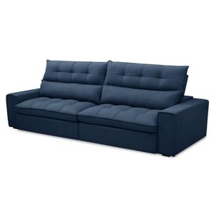 Sofá Retrátil Reclinável 4 Lugares 290cm Damy F05 Veludo Azul - Mpozenato