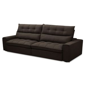 Sofá Retrátil Reclinável 4 Lugares 290cm Damy F05 Veludo Marrom Escuro - Mpozenato