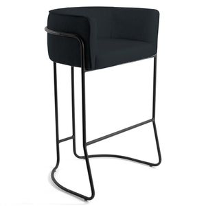 Banqueta Decorativa Base Aço Preto Betina Veludo C-300 Preto - Domi