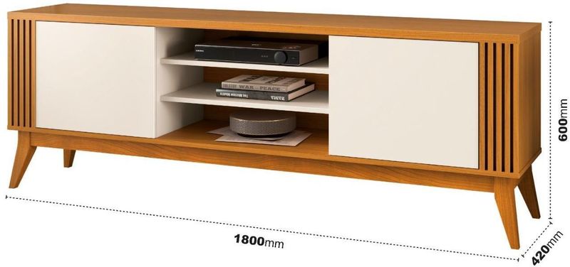 Rack Para TV até 75 Polegadas 2 Portas 180cm EDN Legacy 778188Cedro/Off White