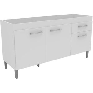 Balcão de Pia 160cm 3 Portas 1 Gaveta 1 Prateleira Unibelle Móveis 1060Branco