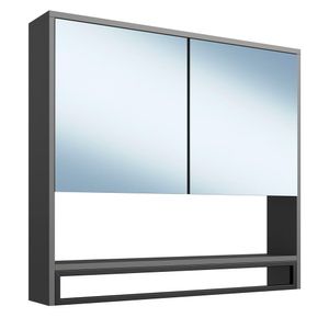 Armario Espelheira Suspenso 80 cm 2 Portas e Toalheiro P1041 PP Milani Store
