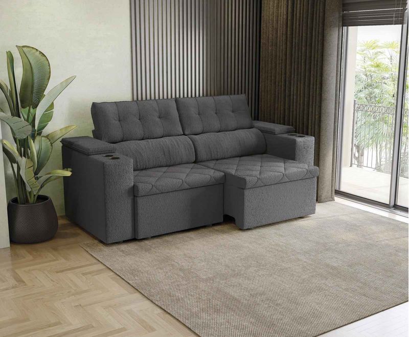 Sofá 2 Lugares Retrátil e Reclinável Onyx Kappesberg S201-2-A061 ChumboBoucle 2,30m