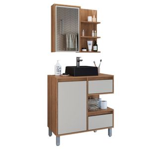 Gabinete 80 cm Espelheira e Cuba Preta CJ2001 FAEM