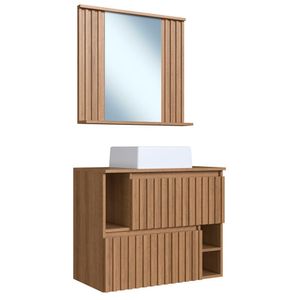 Kit Espelheira e Gabinete 70 cm Com Cuba Branca CJ1000 FAEM