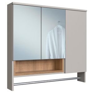 Espelheira Com Toalheiro 3 Portas e Nicho 80 cm ES9002 FAEM
