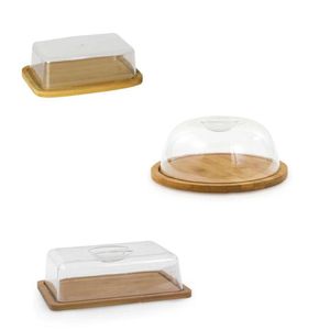 Combo Kit Porta Queijo + Porta Manteiga + Porta Frios Bambu