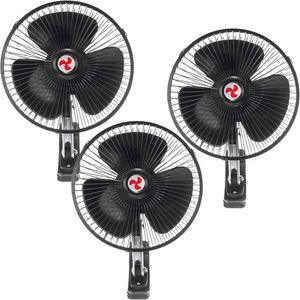 Kit 3 Mini Ventilador Veicular Carro Caminhão ônibus De 20cm