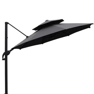 Ombrelone Lateral Belize Rivatti 300 Cm Em Aluminio Com Base Cruz Capa Poliéster Grafite