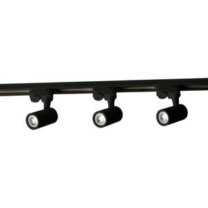 Trilho com 3 Spots LED Ecoforce Bivolt 9W Preto 4000k Luz Branco Neutro