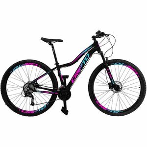 Bicicleta Aro 29 21 Marchas Freios Disco E Suspensão - Preto-azul E Rosa - 15" Preto-azul E Rosa