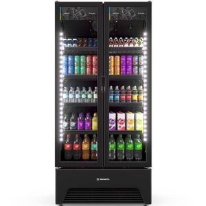 Expositor Optima Porta Dupla Slim Vb70ah All Black Metalfrio Refigerador 752 Litros All Black 220v