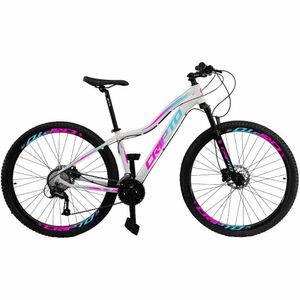 Bicicleta Aro 29 21 Marchas Freios Disco E Suspensão - Branco-azul E Rosa - 15" Branco-azul E Rosa