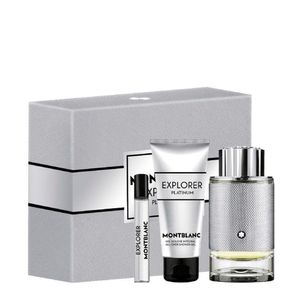 Kit Montblanc Explorer Platinum Masculino - Eau De Parfum 100ml + Eau De Parfum 7,5ml + Shower Gel 100ml